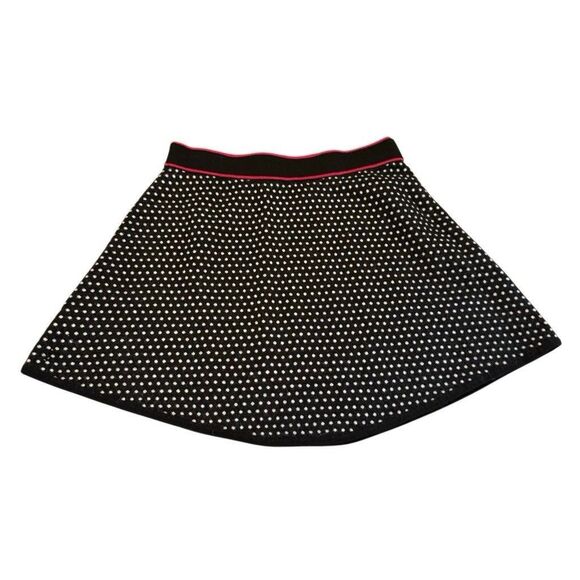 Krimson Klover Merino Wool Skirt Large Black White Polk Dot Knit Elastic Waist - Picture 1 of 7